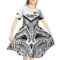 New Zealand Football Custom Kid Short Sleeve Dress All White Fern Go Champions LT9 - Polynesian Pride