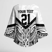 New Zealand Football Custom Kimono Sleeve Blouse All White Fern Go Champions LT9 - Polynesian Pride