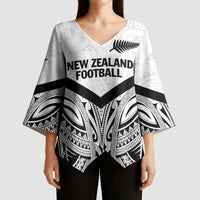 New Zealand Football Custom Kimono Sleeve Blouse All White Fern Go Champions LT9 - Polynesian Pride