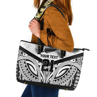 New Zealand Football Custom Leather Tote Bag All White Fern Go Champions LT9 White - Polynesian Pride
