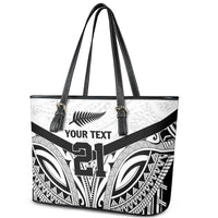 New Zealand Football Custom Leather Tote Bag All White Fern Go Champions LT9 - Polynesian Pride