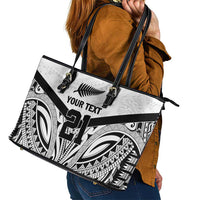 New Zealand Football Custom Leather Tote Bag All White Fern Go Champions LT9 - Polynesian Pride