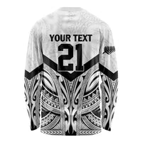 New Zealand Football Custom Long Sleeve Shirt All White Fern Go Champions LT9 - Polynesian Pride