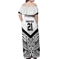New Zealand Football Custom Off Shoulder Maxi Dress All White Fern Go Champions LT9 - Polynesian Pride