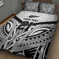 New Zealand Football Custom Quilt Bed Set All White Fern Go Champions LT9 - Polynesian Pride