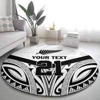 New Zealand Football Custom Round Carpet All White Fern Go Champions LT9 - Polynesian Pride