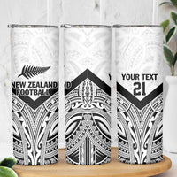 New Zealand Football Custom Skinny Tumbler All White Fern Go Champions LT9 - Polynesian Pride