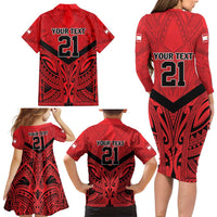 Tahiti Football Custom Family Matching Long Sleeve Bodycon Dress and Hawaiian Shirt Toa Aito Go Champions LT9 - Polynesian Pride