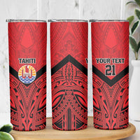 Tahiti Football Custom Skinny Tumbler Toa Aito Go Champions LT9 - Polynesian Pride