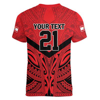 Tahiti Football Custom Women V-Neck T-Shirt Toa Aito Go Champions LT9 - Polynesian Pride
