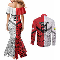 New Caledonia-Tahiti Football Custom Couples Matching Mermaid Dress and Long Sleeve Button Shirt Together Go Champions LT9 - Polynesian Pride