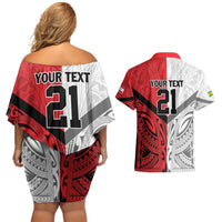 New Caledonia-Tahiti Football Custom Couples Matching Off Shoulder Short Dress and Hawaiian Shirt Together Go Champions LT9 - Polynesian Pride