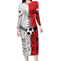 New Caledonia-Tahiti Football Custom Family Matching Long Sleeve Bodycon Dress and Hawaiian Shirt Together Go Champions LT9 Mom's Dress Art - Polynesian Pride