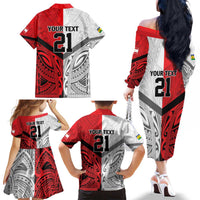 New Caledonia-Tahiti Football Custom Family Matching Off The Shoulder Long Sleeve Dress and Hawaiian Shirt Together Go Champions LT9 - Polynesian Pride