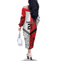 New Caledonia-Tahiti Football Custom Family Matching Off The Shoulder Long Sleeve Dress and Hawaiian Shirt Together Go Champions LT9 - Polynesian Pride
