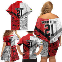 New Caledonia-Tahiti Football Custom Family Matching Off Shoulder Short Dress and Hawaiian Shirt Together Go Champions LT9 - Polynesian Pride