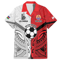 New Caledonia-Tahiti Football Custom Family Matching Short Sleeve Bodycon Dress and Hawaiian Shirt Together Go Champions LT9 Dad's Shirt - Short Sleeve Art - Polynesian Pride