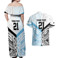New Zealand-Fiji Football Custom Couples Matching Off Shoulder Maxi Dress and Hawaiian Shirt Together Go Champions LT9 - Polynesian Pride