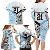 New Zealand-Fiji Football Custom Family Matching Long Sleeve Bodycon Dress and Hawaiian Shirt Together Go Champions LT9 - Polynesian Pride