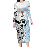 New Zealand-Fiji Football Custom Family Matching Long Sleeve Bodycon Dress and Hawaiian Shirt Together Go Champions LT9 Mom's Dress Art - Polynesian Pride