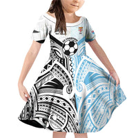 New Zealand-Fiji Football Custom Family Matching Off Shoulder Short Dress and Hawaiian Shirt Together Go Champions LT9 Daughter's Dress Art - Polynesian Pride