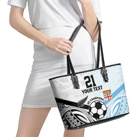 New Zealand-Fiji Football Custom Leather Tote Bag Together Go Champions LT9 - Polynesian Pride