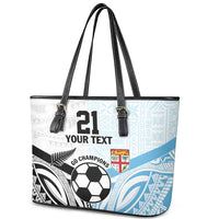 New Zealand-Fiji Football Custom Leather Tote Bag Together Go Champions LT9 - Polynesian Pride