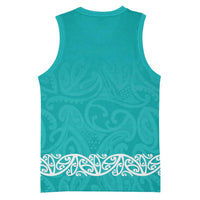 New Zealand Nurses Week Basketball Jersey Maori Kowhaiwhai Cyan Tribal LT9 - Polynesian Pride