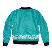 New Zealand Nurses Week Bomber Jacket Maori Kowhaiwhai Cyan Tribal