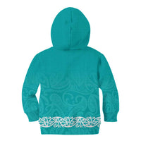 New Zealand Nurses Week Kid Hoodie Maori Kowhaiwhai Cyan Tribal LT9 - Polynesian Pride