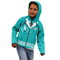 New Zealand Nurses Week Kid Hoodie Maori Kowhaiwhai Cyan Tribal LT9 - Polynesian Pride