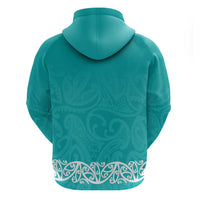 New Zealand Nurses Week Zip Hoodie Maori Kowhaiwhai Cyan Tribal LT9 - Polynesian Pride