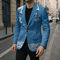 New Zealand Nurses Week Blazer Maori Kowhaiwhai Blue Tribal