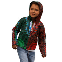 African Dashiki Kid Hoodie With Polynesian Pattern - Half Green and Red LT9 - Polynesian Pride