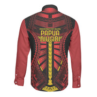 Independen Stet bilong Papua Niugini 1975 Long Sleeve Button Shirt Red Tribal Papua New Guinea Province Flag LT9 - Polynesian Pride