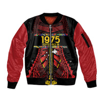 Independen Stet bilong Papua Niugini 1975 Sleeve Zip Bomber Jacket Red Tribal Papua New Guinea Province Flag LT9 Unisex Red - Polynesian Pride