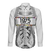 Independen Stet bilong Papua Niugini 1975 Long Sleeve Button Shirt White Tribal Papua New Guinea Province Flag LT9 Unisex White - Polynesian Pride