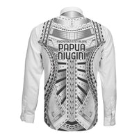Independen Stet bilong Papua Niugini 1975 Long Sleeve Button Shirt White Tribal Papua New Guinea Province Flag LT9 - Polynesian Pride