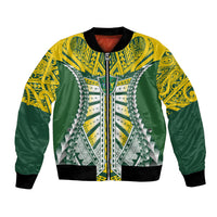 Cook Islands 1965 National Pride Bomber Jacket Green Yellow Tribal Pattern LT9 Unisex Green - Polynesian Pride