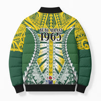 Cook Islands 1965 National Pride Bomber Puffer Jacket Green Yellow Tribal Pattern LT9 - Polynesian Pride