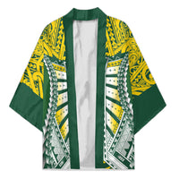 Cook Islands 1965 National Pride Kimono Green Yellow Tribal Pattern LT9 Unisex Green - Polynesian Pride