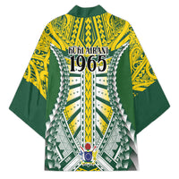 Cook Islands 1965 National Pride Kimono Green Yellow Tribal Pattern LT9 - Polynesian Pride