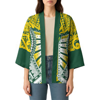 Cook Islands 1965 National Pride Kimono Green Yellow Tribal Pattern LT9 - Polynesian Pride