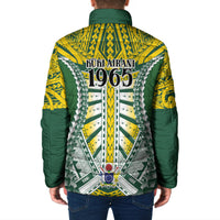 Cook Islands 1965 National Pride Padded Jacket Green Yellow Tribal Pattern LT9 - Polynesian Pride