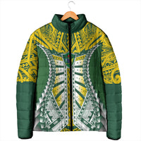 Cook Islands 1965 National Pride Padded Jacket Green Yellow Tribal Pattern LT9 - Polynesian Pride