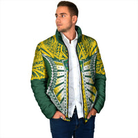 Cook Islands 1965 National Pride Padded Jacket Green Yellow Tribal Pattern LT9 - Polynesian Pride