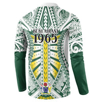 Cook Islands 1965 National Pride Button Sweatshirt White Tribal Pattern LT9 - Polynesian Pride