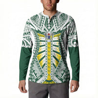 Cook Islands 1965 National Pride Button Sweatshirt White Tribal Pattern LT9 - Polynesian Pride