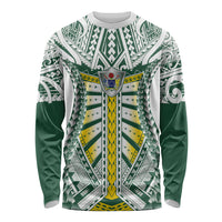 Cook Islands 1965 National Pride Long Sleeve Shirt White Tribal Pattern LT9 Unisex White - Polynesian Pride