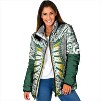 Cook Islands 1965 National Pride Padded Jacket White Tribal Pattern LT9 Women White - Polynesian Pride